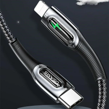 USAMS Geflochtenes Kabel USB-C auf Lightning Smart Power-off 20 W PD-Kabel 1,2 m Schwarz