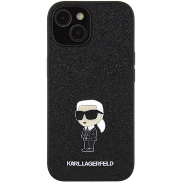 Etui Karl Lagerfeld KLHCP15SGKNPSK für iPhone 15 6,1" czarny/black hardcase Fixed Glitter Ikonik Logo Metal Pin