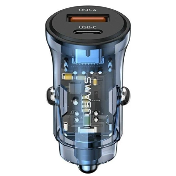 USAMS Car charger 1xUSB 1xUSB-C C32 30W Fast Charge blue/blue CC164CC02 (US-CC164)