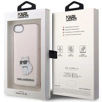 Puzdro na telefón Karl Lagerfeld pre iPhone 7/8/SE 2020/2022 ružové/ružové pevné puzdro Ikonik Choupette