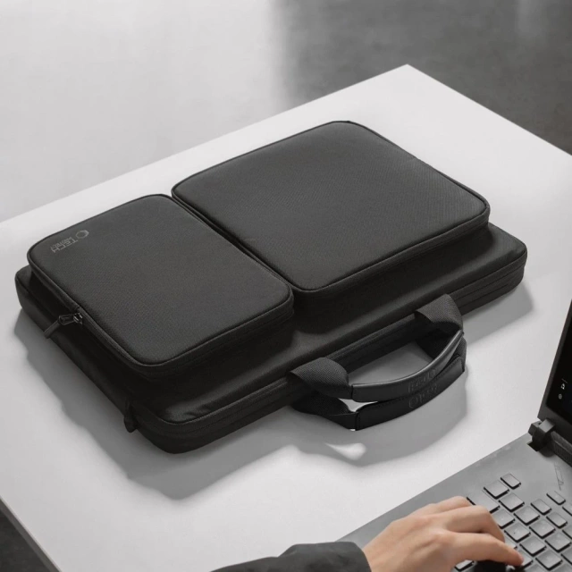 Torba Tech-Protect Defender Bag Laptop 17" Black z paskiem