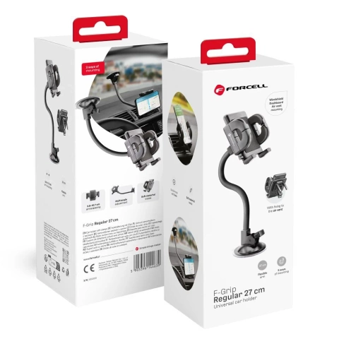 Forcell Regular 2in1 Car Holder Grid/Glass Arm 27cm Black