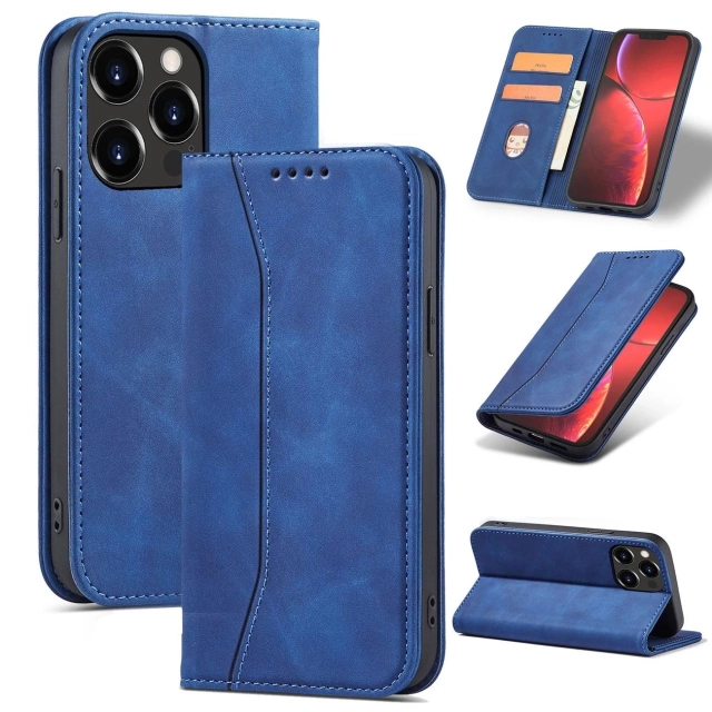 Magnet Fancy Case Чохол для iPhone 13 Pro Max Pouch Card Wallet Card Holder Blue