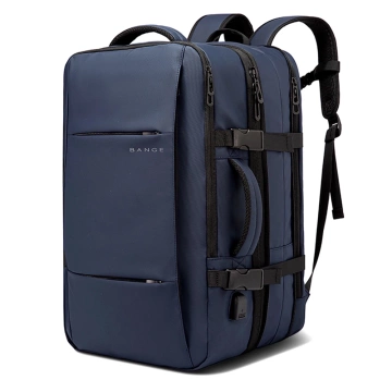 Wasserdichter Rucksack von Bange für Laptops bis 15,6 Zoll, 47 x 31 x 15–25 cm, ideal für Stadt und Reisen, Arbeit und Flugreisen, mit USB-Anschluss, Marineblau