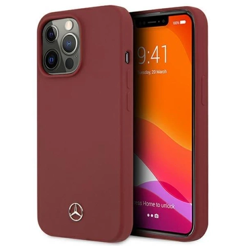 Mercedes MEHCP13LSILRE protective case for Apple iPhone 13 Pro / 13 6.1" red/red hardcase Silicone Line