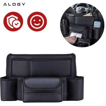 Organizér do auta do auta mezi sedačku autosedačku Alogy Car kapesníčky na pití Black