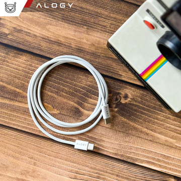 Kabel USB-C typu C Silný rychlý 60W PD 1M pro iPhone 15/Pro/Max iPad MacBook Alogy nylonový kabel bílý