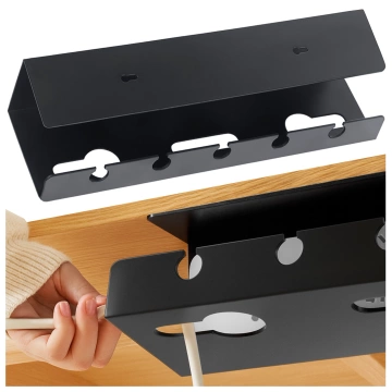 2-in-1 Under-Desk and Wall-Mounted Cable Organizer, 40 cm, with Adhesive Strip to Keep Your Desk Tidy, Alogy CableHold™ – Black