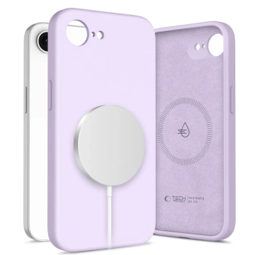 Tekutý silikónový obal Etui Tech-Protect MagSafe pre iPhone 16e, fialový