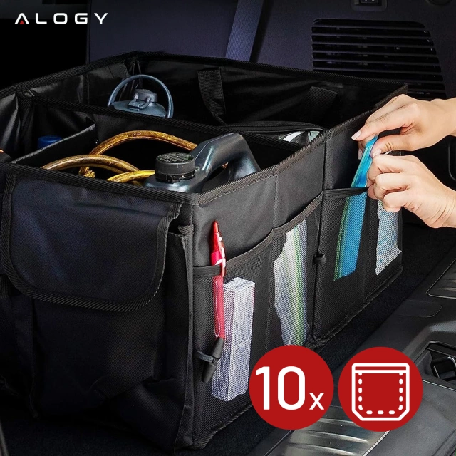 Car trunk organizer storage bag for car large trunk Black XXL Alogy hard cover