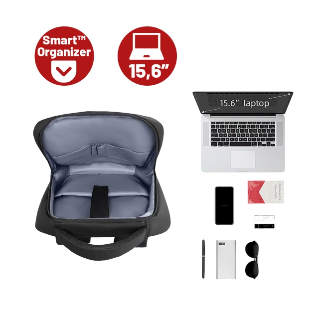 Mark Ryden 15,6" Laptop-Rucksack, Handgepäck, kostenlos, wasserdicht, für Business und Reisen, verstärkt, YKK-Reißverschluss, Oxford-Gewebe, 40 × 30 × 10 cm – Schwarz