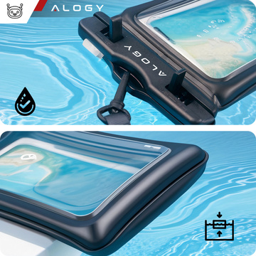 Vodotěsné vodotěsné pouzdro na telefon do 7,5" plovací na bazénový kajak Pouzdro na vodu Alogy Black Waist bag