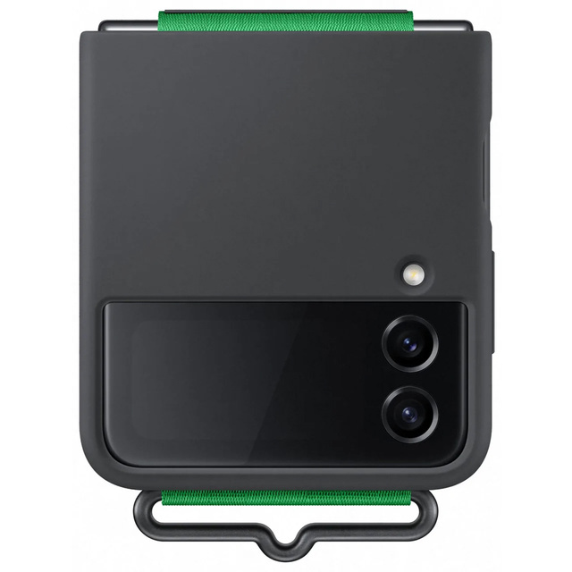 Original Samsung Silikon Cover Strap Hülle für Samsung Galaxy Z Flip 4 Schwarz