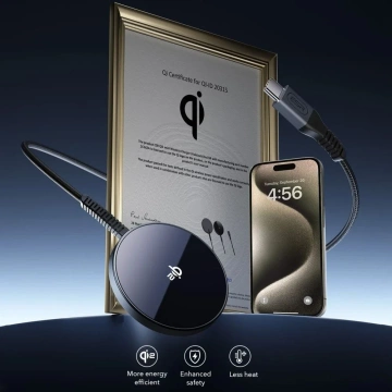 Esr Halolock Qi2 Mini magnetická Magsafe bezdrátová nabíječka 15W černá indukční nabíječka