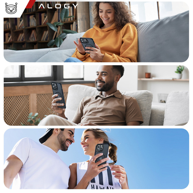 Чохол для iPhone 15 Pro MagSafe Matt Case Cover матовий Alogy Ring броньований чохол для телефона Black