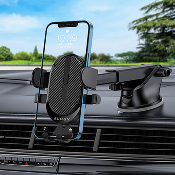 Alogy Autohalterung für 6,5-Zoll-Telefon, Schwerkraft, für Windschutzscheibe, Armaturenbrett Easy One Touch Black