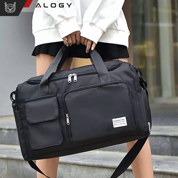 Men's women's sports shoulder bag for the gym for the plane hand luggage 44x26 training black Alogy Black
