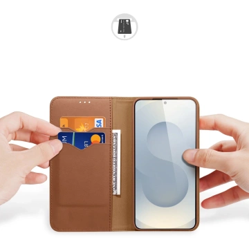 Kožené puzdro Dux Ducis Hivo pre Samsung Galaxy S25 Edge, hnedé
