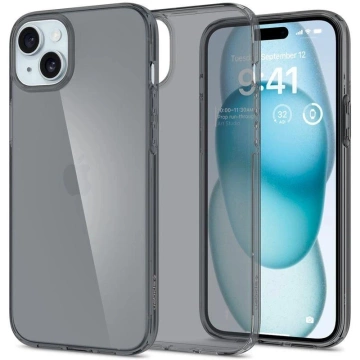 Pouzdro Spigen Crystal Flex pro Apple iPhone 15 Plus - šedé a průhledné