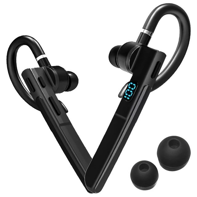 Bluetooth 5.3 бездротова гарнітура для дзвінків, гарнітура для автомобіля з LED дисплеєм Alogy Black