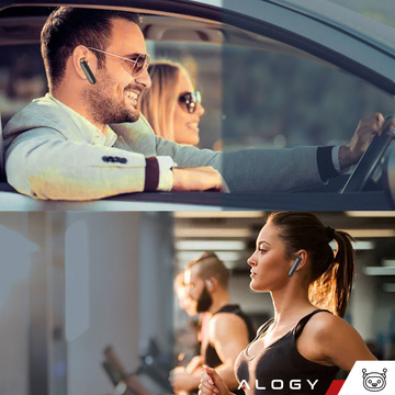 Бездротова гарнітура для дзвінків Bluetooth 5.1, гарнітура для авто, Alogy Black