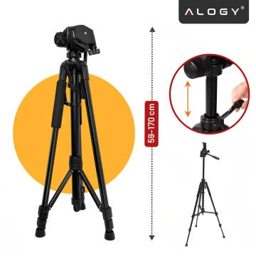 Tripod Photography Tripod Universal Camera Stand 1/4 Camera Phone Holder 170cm Alogy Black