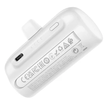 Powerbank HOCO 5000mAh Lightning 2A J106 biały, kompaktowy z podstawką