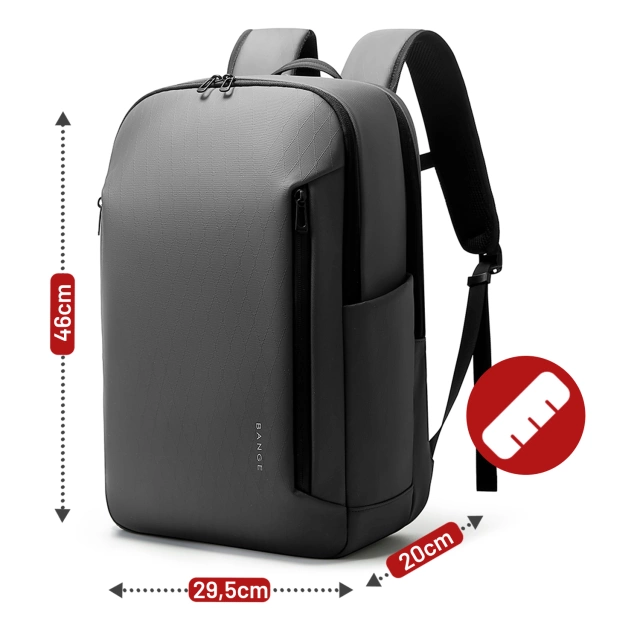 Bange Waterproof Backpack for Laptop 15.6" City Travel 45x30x16 cm for Work Airplane Men's Women's with USB Port Black
