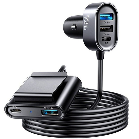Nabíjačka do auta Joyroom JR-CL05 3x USB 2x USB-C 1,5m 72W čierna