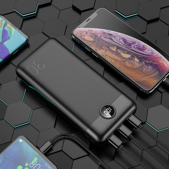 Powerbanka Externí baterie VEGER L30 - 30 000mAh LCD Quick Charge PD 20W černá (W3008PD)