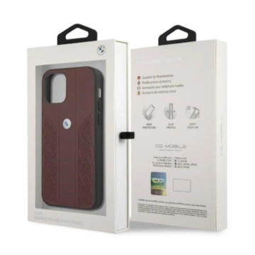 Etui BMW BMHCP12MRSPPR do Apple iPhone 12/ 12 Pro 6,1" pevné pouzdro Leather Curve Perforate