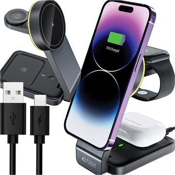 TECH-PROTECT QI15W-A28 3V1 MAGNETICKÁ BEZDRÁTOVÁ NABÍJEČKA MAGSAFE ČERNÁ
