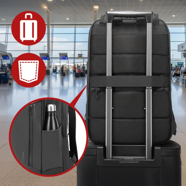 Vodotesný batoh Bange 26L na notebooky do 15,6" – priestranný a pohodlný, odolný a priedušný, do mesta aj na cesty, do práce a lietadla, unisex – čierny