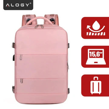 Women's Laptop Backpack Travel Suitcase Luggage for Plane Work School 45x30x20cm Alogy Pink