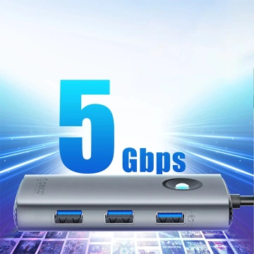 Hub USB-C Orico PW11-6P 6w1 HDMI PD USB 3.0 Szary Aluminiowy