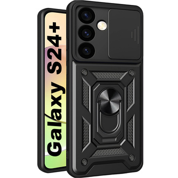 Pouzdro pro Samsung Galaxy S24 Plus obrněné Slide Case Prstencové pouzdro ochrana fotoaparátu Camshield Alogy černé