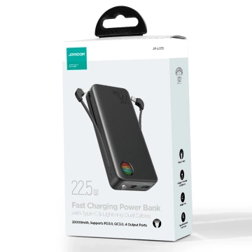 Joyroom JR-L015 20000mAh 22.5W Powerbank з кабелями USB-C Lightning - чорний