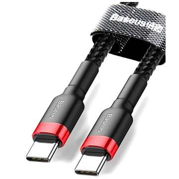 Baseus Kabel Cafule 2x USB-C QC 3A 2m PD červená černá