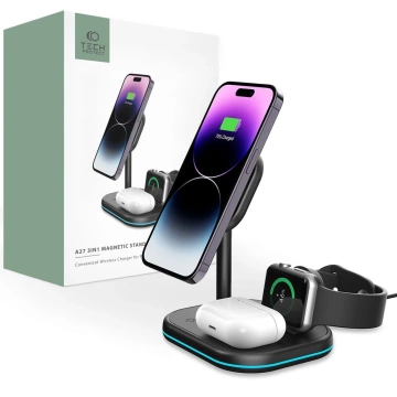 QI15W-A27 3IN1 Magnetic MagSafe Wireless Charger для iPhone/AirPods/Watch Black