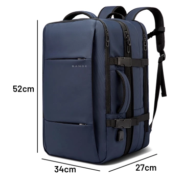Дорожній рюкзак Bange BackPack бізнес розширюваний рюкзак Містка сумка для ноутбука 17.3" з USB портом Чорний