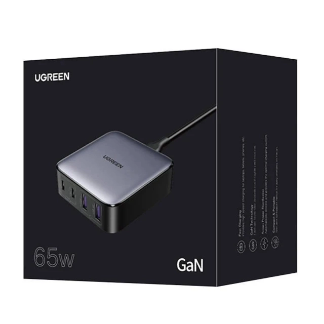 UGREEN CD327 Nexode wall charger, 2x USB-C, 2x USB-A, GaN, 65W (gray)