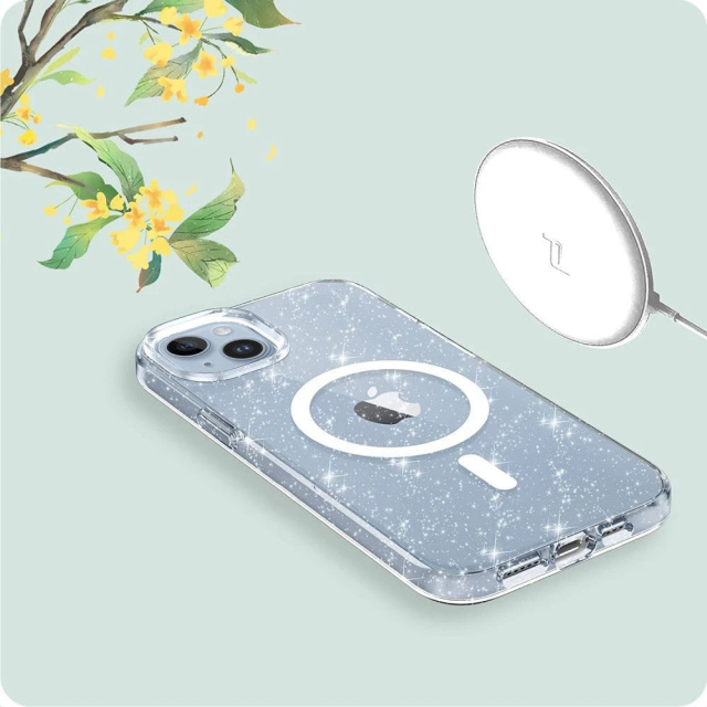 Etui ochronne Flexair Hybrid до MagSafe для Apple iPhone 15 Glitter Clear