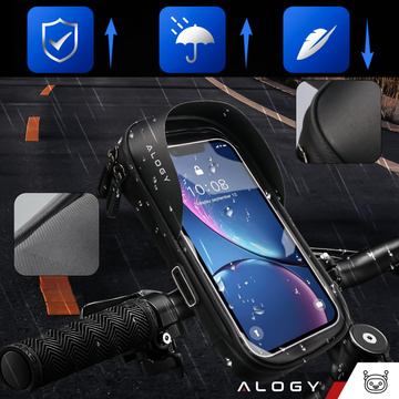 Case Bicycle Bag Phone Pouch 6.4 inch Handlebar Holder Bicycle 0.5L Black Tools Multitool Keys 16in1 Alogy