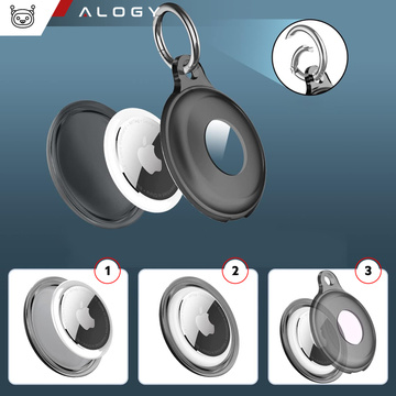 Puzdro na lokalizáciu pre Apple AirTag Keychain Vodotesné puzdro Alogy 360 IPX8 s príveskom matná čierna