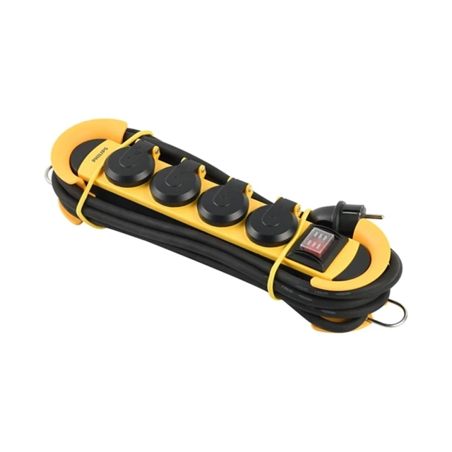 Philips extension cord, 4-socket power strip, workshop, 5m SPN5140YC