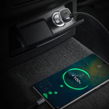 Ugreen nabíjačka do auta USB Type C / USB 24W Power Delivery Quick Charge sivá (30780)