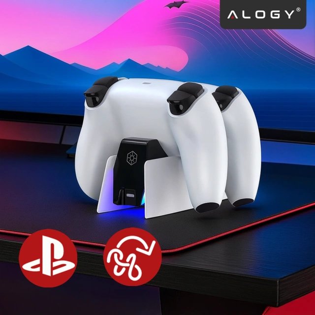 Podwójna stacja dokująca ładująca do kontrolera Pada do PlayStation 5 PS5 do 2 Padów Alogy Biała