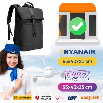 Водонепроникний рюкзак Bange для ноутбука 15.6", city traveler, 45х30х16 см, для роботи, літака, чоловічий, жіночий, з USB портом Чорний
