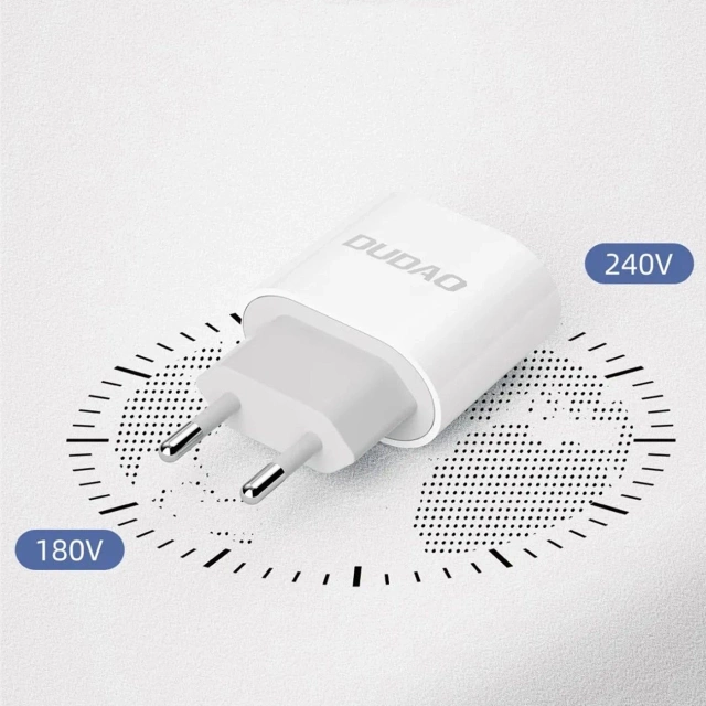 Dudao 20W USB-C nástěnná nabíječka s kabelem - Bílá