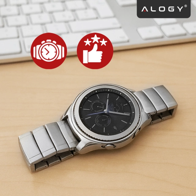 Steel Simple bracelet Alogy stainless steel strap for smartwatch 20mm Silver